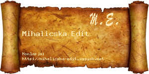 Mihalicska Edit névjegykártya